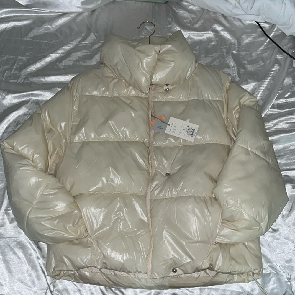 A New Day Cream Colored Puffer Jacket, Size Small.